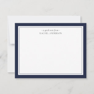 Cartão De Notas Elegante Clássico Blue Double Border Personalizado