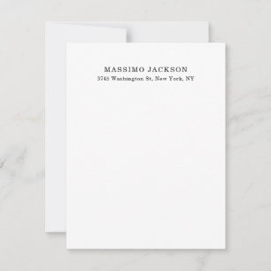 Cartão De Notas Elegante Clássico Preto e Branco Minimalista
