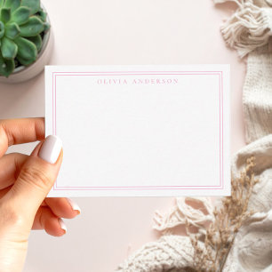 Cartão De Notas Elegante Cor de Rosa Dois Monograma Minimalista de