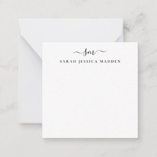 Cartão De Notas Elegante Dois Monogramas - Swash Inicial de Roteir