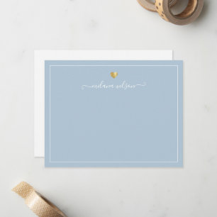 Cartão De Notas Elegante Dourado do Coração com Caligrafia Moderna