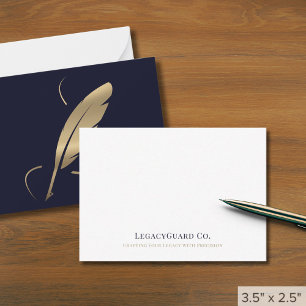 Cartão De Notas Elegante Dourado Quill