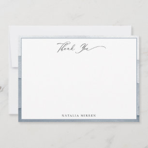 Cartão De Notas Elegante Dusty Blue Watercolor Obrigado