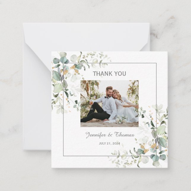 Cartão De Notas Elegante Eucalipto Greenerescente Botânico Obrigad (Frente)