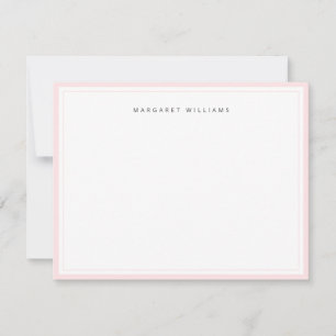 Cartão De Notas Elegante Feminino Rosa Cor-de-Rosa Bordas Minimali