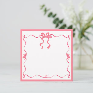 Cartão De Notas Elegante Fita Rosa Agradeço, Presente de Mesa Femi