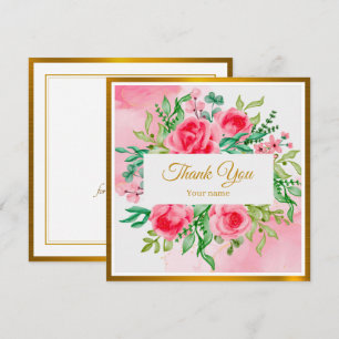 Cartão De Notas Elegante Floral em Aquarela e Agradecimento em Dou