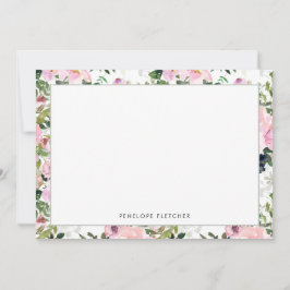 Cartão De Notas Elegante Greenery Floral Border Modern