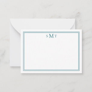 Cartão De Notas Elegante - Letra Minúscula Monograma com Três Letr