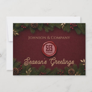 Cartão De Notas Elegante Logotipo de Natal Empresarial Burgundy