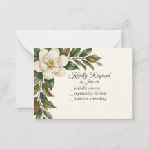 Elegante Magnólia Marfim RSVP de Casamento