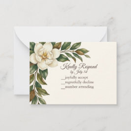 Cartão De Notas Elegante Magnólia Marfim RSVP de Casamento