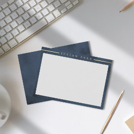 Cartão De Notas Elegante Marinho azul Dourado profissional