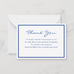 Cartão De Notas Elegante Minimalista Azul Marinho Agradecimento Me