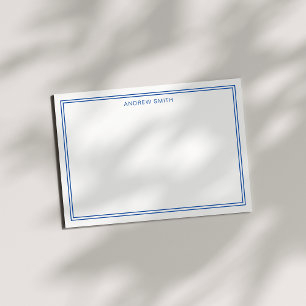 Cartão De Notas Elegante minimalista azul Marinho de duas bordas