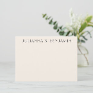 Cartão De Notas Elegante Minimalista Marfim Casais Arte Deco Perso