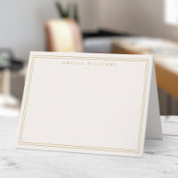 Elegante Minimalista Marfim Dourado Duas Bordas