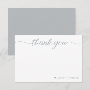 Cartão De Notas Elegante Minimalista Obrigado Script Personalizado