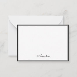 Cartão De Notas Elegante minimalista preto e branco duas bordas