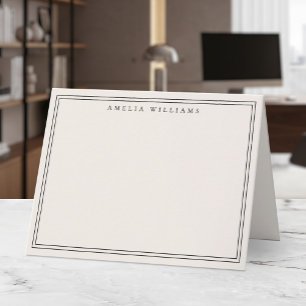 Cartão De Notas Elegante Minimalista Preto e Marfim com Duas Borda