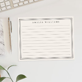 Cartão De Notas Elegante Minimalista Preto e Marfim Régua