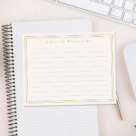 Cartão De Notas Elegante Minimalista Réguas Marfim Dourado