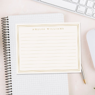 Cartão De Notas Elegante Minimalista Réguas Marfim Dourado