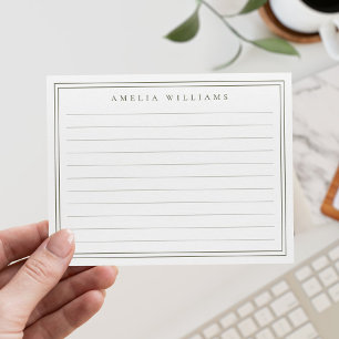 Cartão De Notas Elegante Minimalista Verde Oliva Duas Bordas Regul