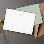 Cartão De Notas Elegante Mínimo Clássico Sage Verde<br><div class="desc">Um cartão de nota minimalista elegante e clássico de tipografia escrita em sábado,  verde e branco.</div>