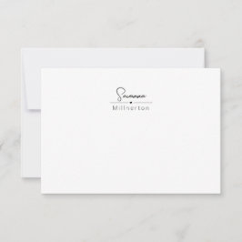 Cartão De Notas Elegante Mínimo Moderno Neutro Monograma