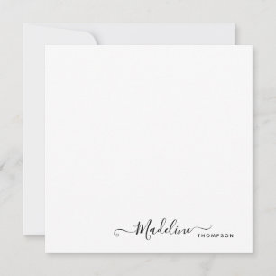 Cartão De Notas Elegante Modern Girly Script Black