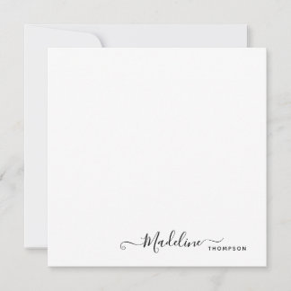 Cartão De Notas Elegante Modern Girly Script Black