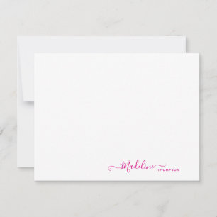 Cartão De Notas Elegante Modern Girly Script Magenta