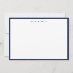 Cartão De Notas Elegante Moderno Marinho Azul Fronteira Profission
