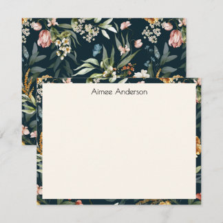 Cartão De Notas Elegante moldura de padrão floral vintage holandês
