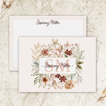 Elegante Monograma Aquarela Floral de Flores Silve