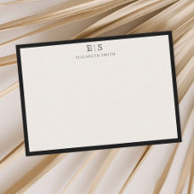 Elegante Monograma com Borda Preta e Marfim