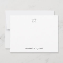 Cartão De Notas Elegante Monograma de Casamento 