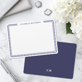 Cartão De Notas Elegante Monograma de Nome Minimalista com Borda A
