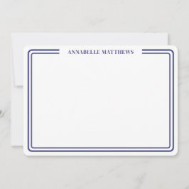 Cartão De Notas Elegante Monograma de Nome Minimalista com Borda A