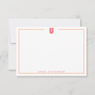 Cartão De Notas Elegante Monograma Personalizado Letra 3D Inicial 