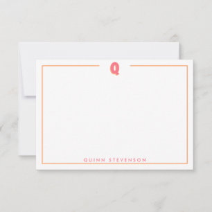 Cartão De Notas Elegante Monograma Personalizado Letra 3D Q Inicia