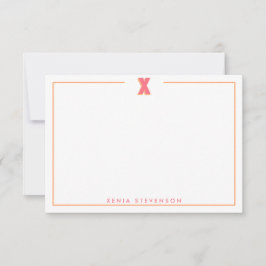 Cartão De Notas Elegante Monograma Personalizado Letra 3D X Inicia