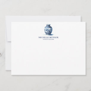 Cartão De Notas Elegante Notecard Plano Ginger Jar Azul