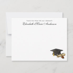 Cartão De Notas Elegante Obrigado Da Graduação Do Boné Do Forma