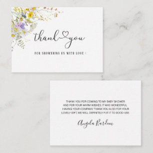 Cartão De Notas Elegante obrigado floral de flor selvagem