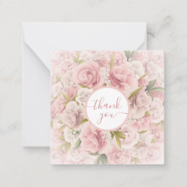 Cartão De Notas elegante obrigado romântico chic, seu rosa floral