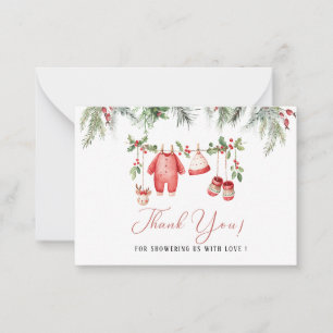 Cartão De Notas Elegante Papai Noel aquarela bebê natal Chá de beb