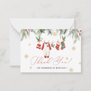 Cartão De Notas Elegante Papai Noel aquarela bebê natal Chá de beb