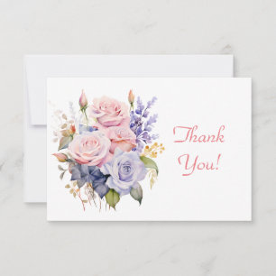Cartão De Notas Elegante Pastel Floral Buquê Obrigado Flor